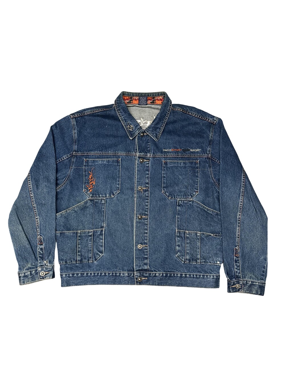 Vintage Y2K Paco Sport Jacket Mens Large Denim Snake Graphic Hip Hop Streetwear